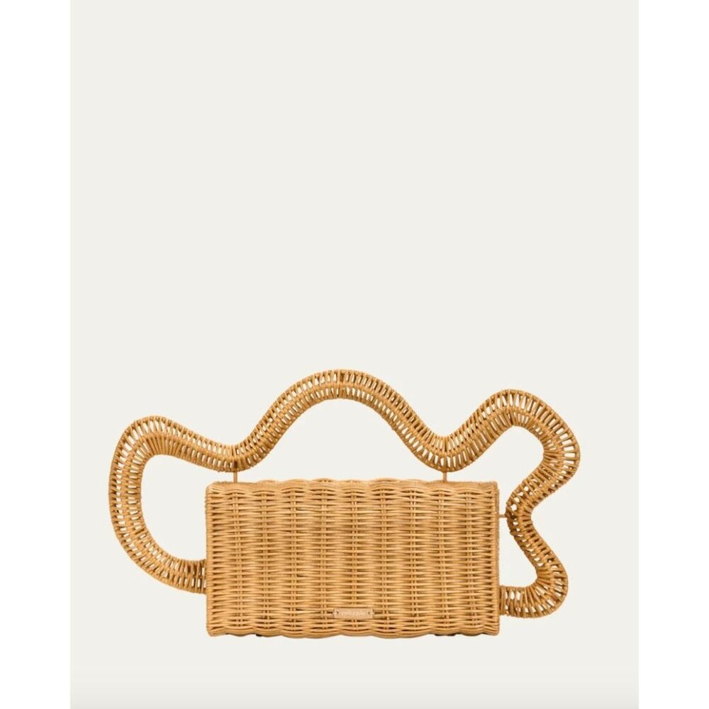 Cult Gaia Elsa Wavy Rattan Clutch Bag - Wearable Abstract Art Wicker Rattan - Picture 11 of 11